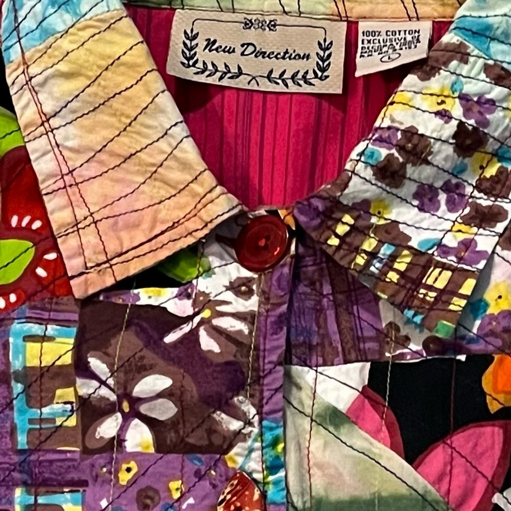 New Directions Patchwork Jacket Large Quilted Flo… - image 4